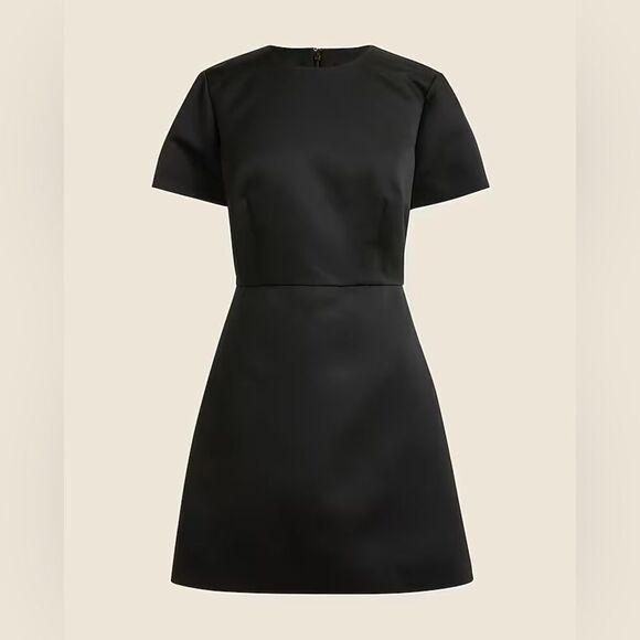 NWT J CREW Collection A-line mini dress in duchesse satin in black - Picture 3 of 6